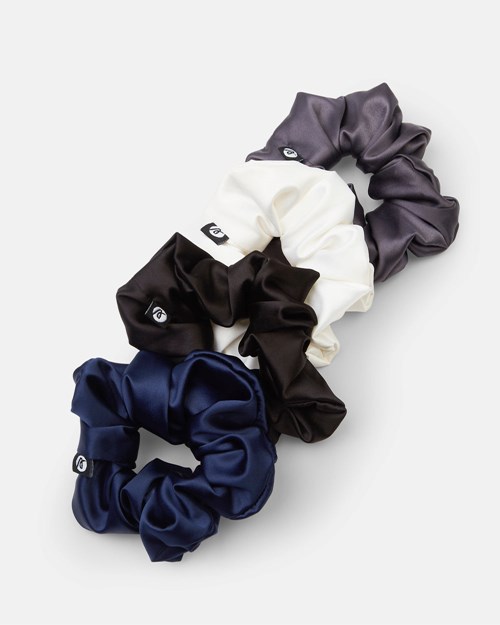 AYBL Scrunchie 4 Pack White/Black/Charcoal/Navy | VJRKCGX-39