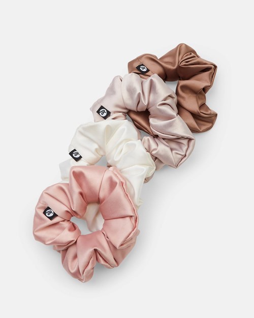 AYBL Scrunchie 4 Pack White/Champagne/Pink/Mocha | XCWRMHS-97