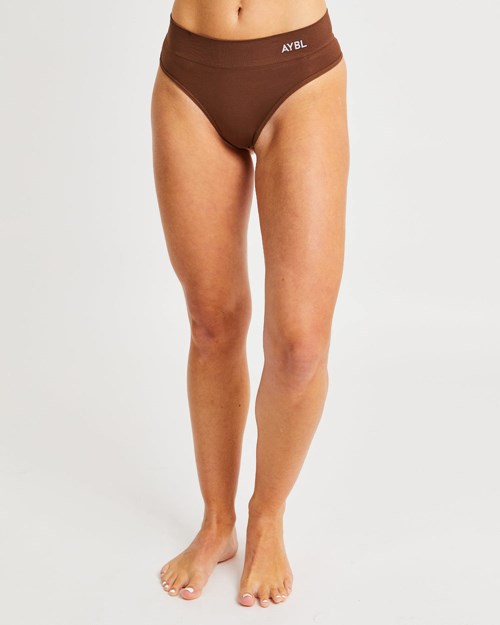 AYBL Seamless High Rise Lanières Marron | FNTEUPS-10