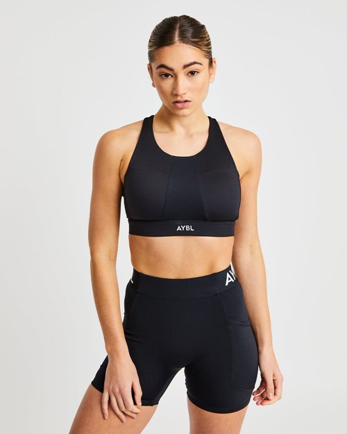 AYBL Sportive High Neck Sports Bra Noir | CXOHDGF-89