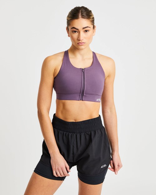 AYBL Sportive Zip Up Sports Bra Violette | SPLAKMQ-72