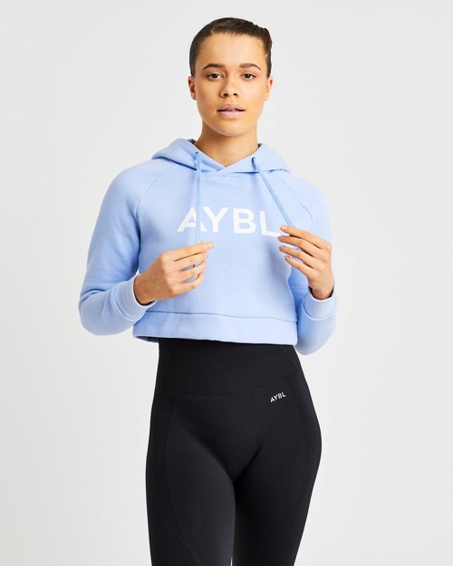 AYBL Staple Crop Hoodie Bleu | UZWLXHA-54