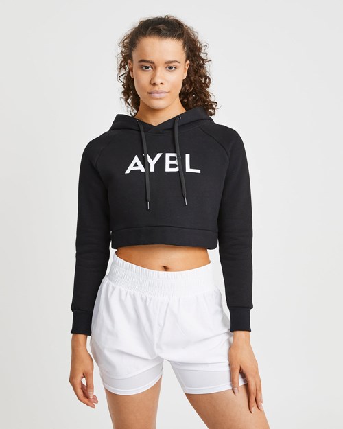 AYBL Staple Crop Hoodie Noir | CYDTNIP-45