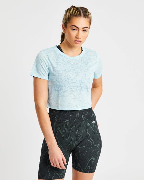 AYBL Velocity Crop T Shirt Bleu | TIKYSDF-91