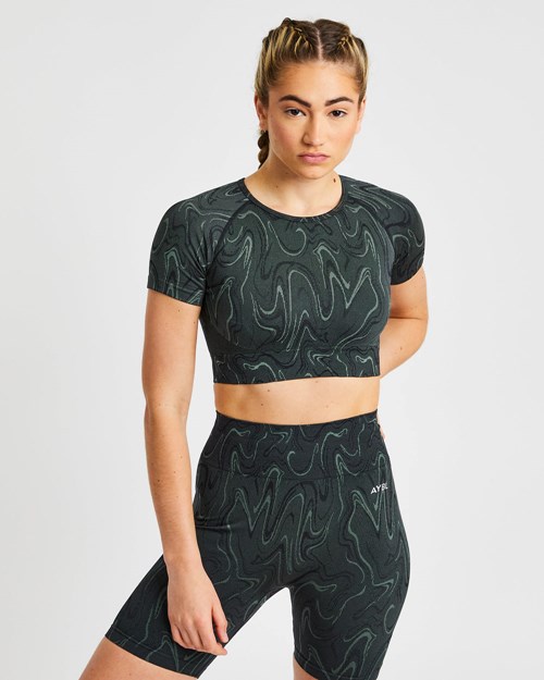 AYBL Velocity Seamless Crop Top Noir | QUYMKZH-48