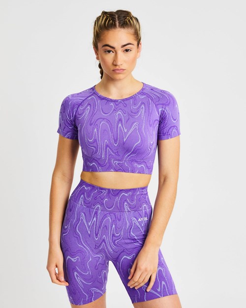 AYBL Velocity Seamless Crop Top Violette | OUZLWPB-52