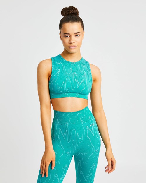AYBL Velocity Seamless Crop Vest Turquoise | EICLRJU-74