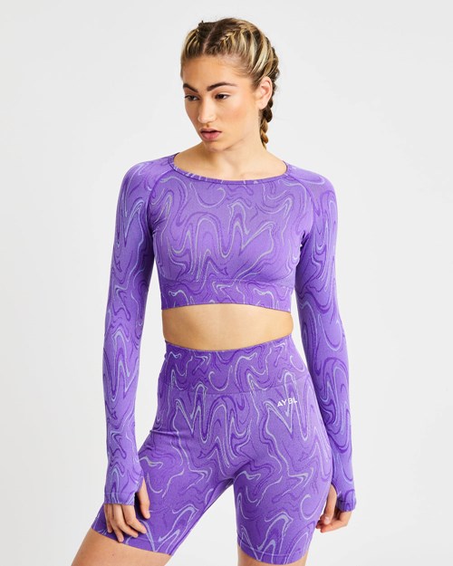 AYBL Velocity Seamless Long Sleeve Crop Top Violette | OSWLFEG-69