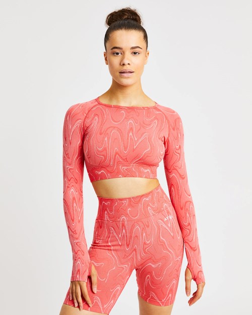AYBL Velocity Seamless Long Sleeve Crop Top Corail | UIFPJZT-37